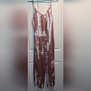 Tie Dye Jumpsuit Pink and White Women's
